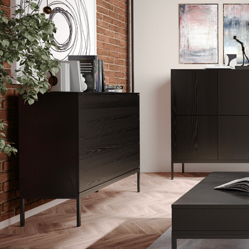 INDUST Schmale Kommode 100 cm mit 3 Schubladen und Metallbeinen