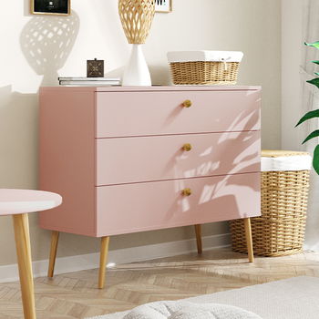 Kommode mit Schubladen BOHO auf hohen Beinen + Soft-close - Natürliches Rosa