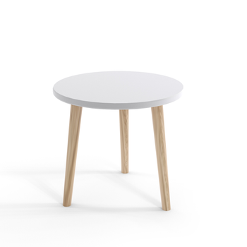 Couchtisch BOHO rund 67 cm auf hohen Beinen - mattweiß