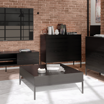 INDUST Couchtisch 90 cm mit 2 Schubladen und Metallbeinen