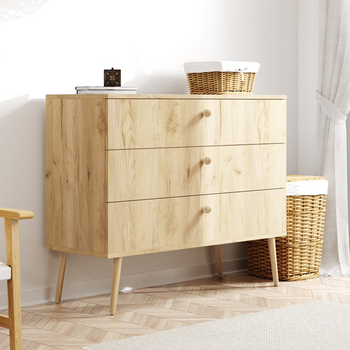 Kommode mit Schubladen BOHO auf hohen Beinen + Soft-close - Gold Craft Oak