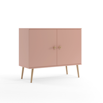 Kommode mit Türen BOHO auf hohen Beinen + Soft-close - Natürliches Rosa